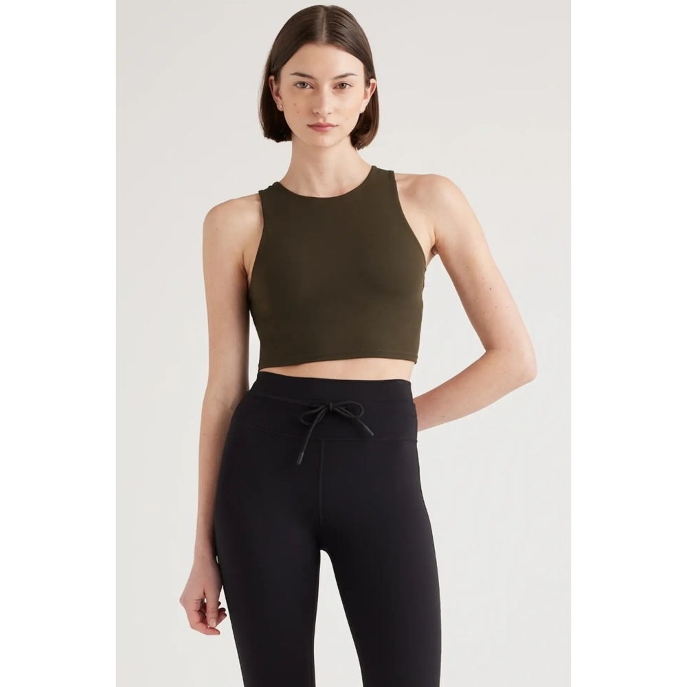 Quince UltraForm HighNeck Cropped Tank Size XLarge Color Smokey Green NWT